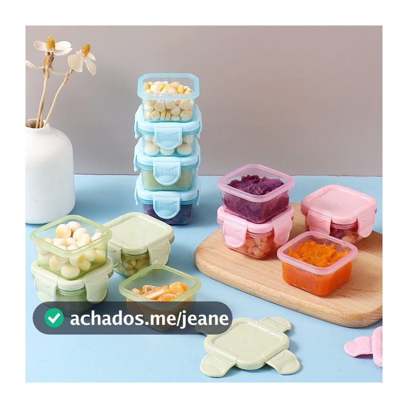 Mini Potes para Congelar Papinha c/ Tampa Hermética Porta Leita em pó Frutas para Bebe adultos Kit c/2/4/8/16