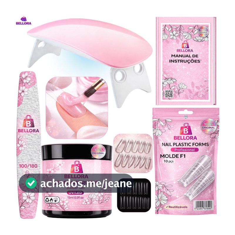Kit Unhas de Gel Completo - Construtor Profissional com Mini Cabine UV/LED