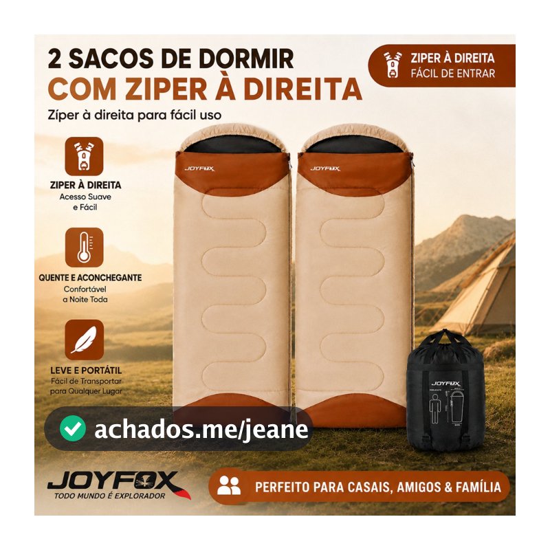 Saco De Dormir Térmico Casal Ou Solteiro Patchworkable Lavável À Máquina Ultralight Joyfox -1ºc À -10ºcºc