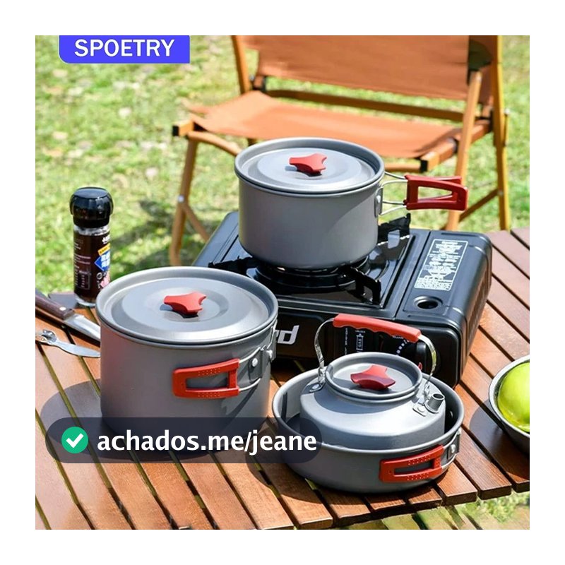 SPOETRY Conjunto Panelas Camping 16 Peças para Acampamento Trilhas e Piquenique