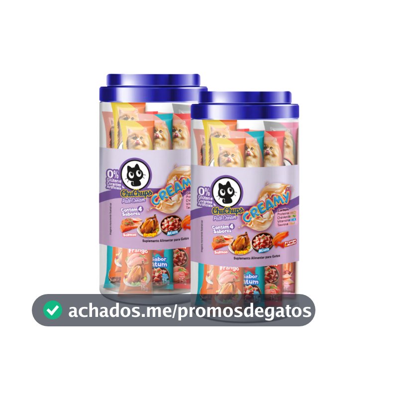 Kit 2 Potes ChuChups Cream Tubo Sortido Para Gatos Premium