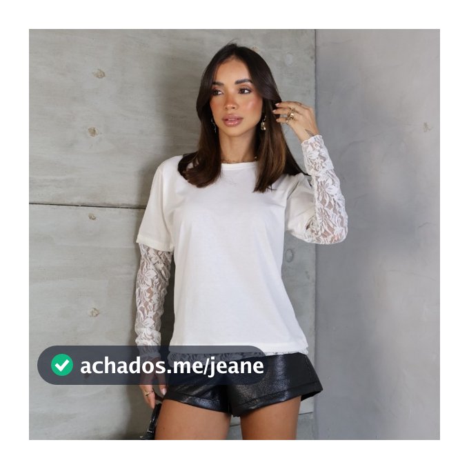 Blusa Feminina com Renda Manga Longa Camiseta 100% Algodão Confortável e Estilosa