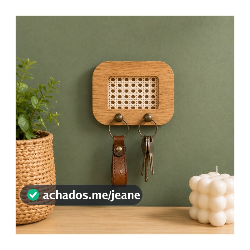 Mini Porta Chaves MDF com Palha Indiana | Fácil Instalação