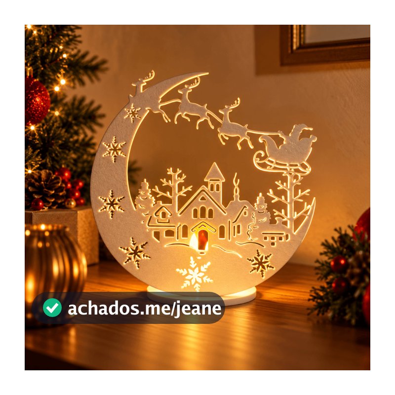 Decoração de Natal Papai Noel no Trenó com LED Enfeite Natalino para Mesa Minimalista