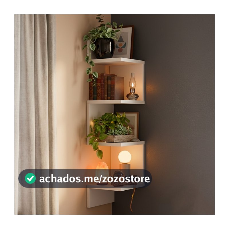Prateleira De Canto Livros Nicho Mdf Decoração Branca Preta