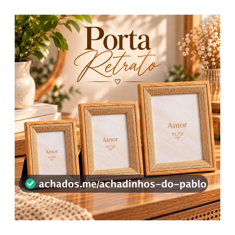 Porta Retrato Decorativo Rústico Moldura De Madeira Para Fotos