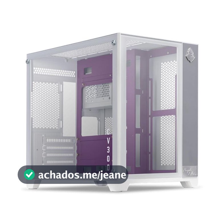 Gabinete Gamer Mancer CV300 Purple Edition, Mid-Tower, Lateral de Vidro,Branco e Roxo,MCR-CV300-PEWH
