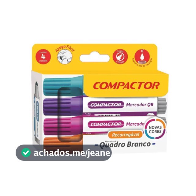 Marcador de Quadro Branco QB - 4 Novas Cores - Compactor