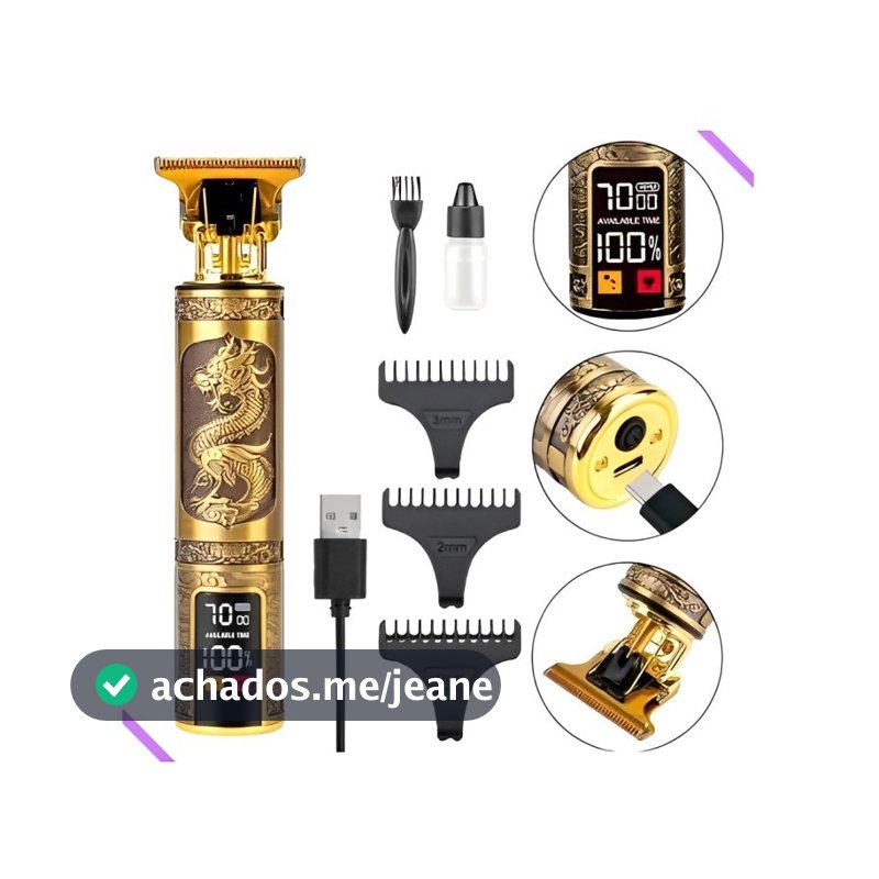 Máquina de cortar cabelo barbeiro profissional dragão elétrica bateria recarregável