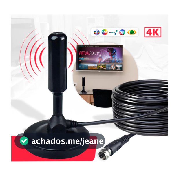 Antena Digital Interna Externa Full Hdtv 4K Cabo de 5m Grande tx-3008