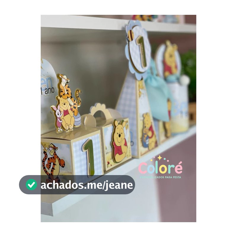 Kit Festa Ursinho Pooh LUXO Caixa Personalizada - Kit - Caixa - Lembrancinha - Aniversário