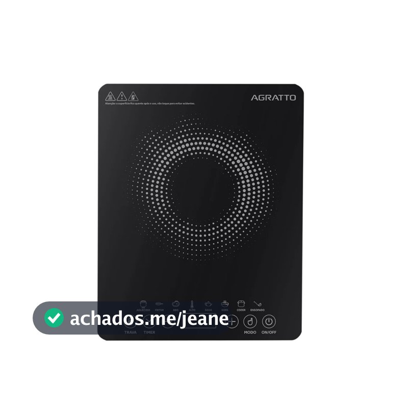 Cooktop Indução 1 Boca 127V 1200W ACKI01I-01 Preto Agratto