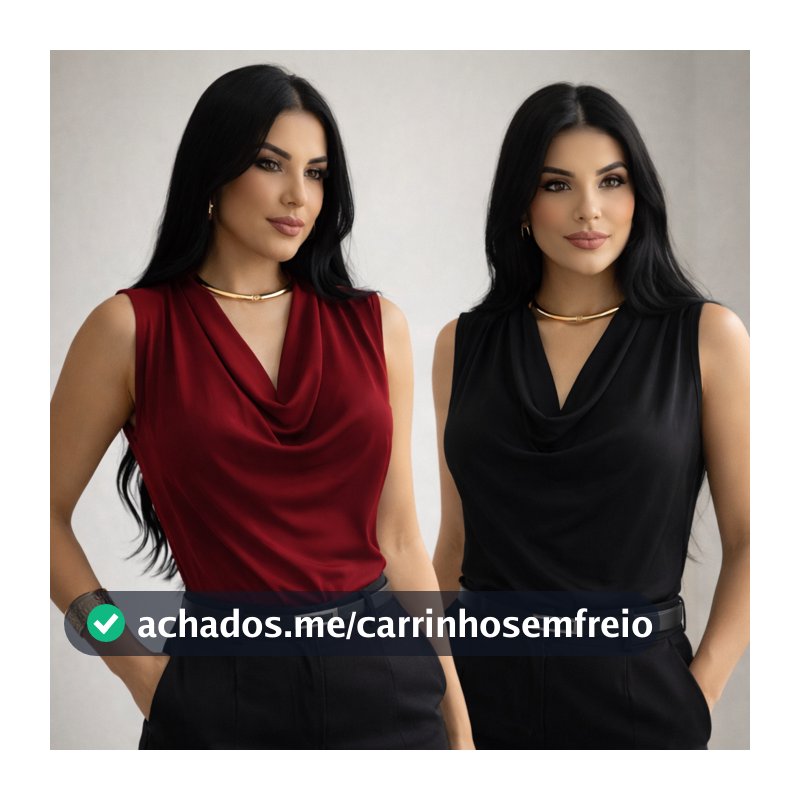 KIT 2 Blusa Regata Feminina Gola Boba Soltinha Suplex Elegante Moda Verão Social Casual Premium