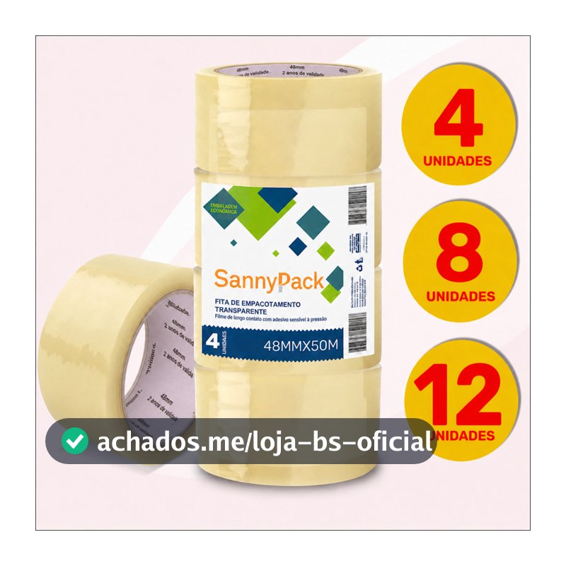 Kit 6 Fita Adesiva BOPP 48mm Transparente 100 metros