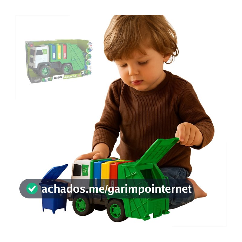 Brinquedo Infantil Caminhao de Lixo Reciclagem Grande Max Articulado Presente Criança Menino Menina Envio Imediato