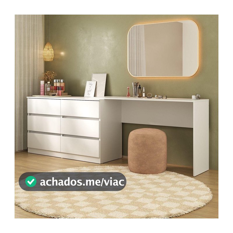 Penteadeira de Canto 120cm 6 Gavetas Flex Multimóveis MP4404