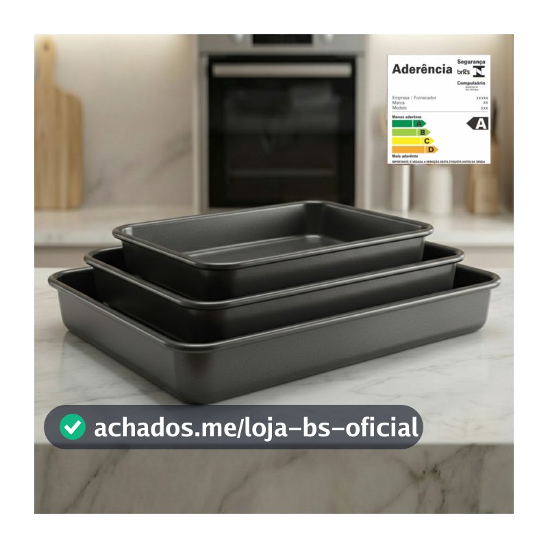 Kit 3 Assadeiras Forma Antiaderente Bolo Lasanheira Sobremesa Forno