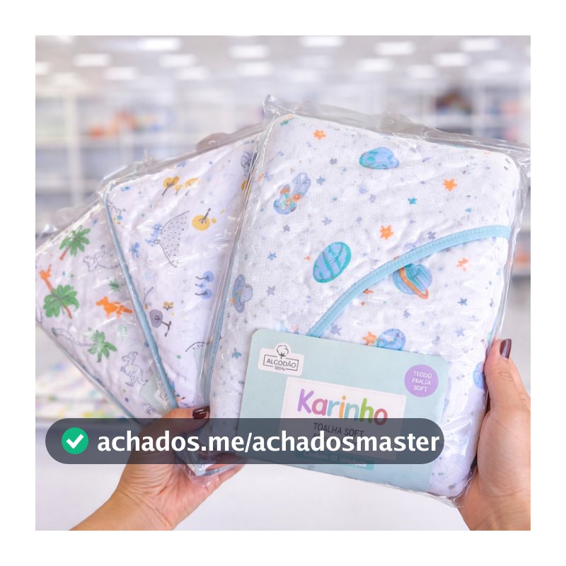 Kit 3 Toalhas de Banho Soft com Capuz para Bebê 100% Algodão 80x80cm Alta Absorção Macias Infantil