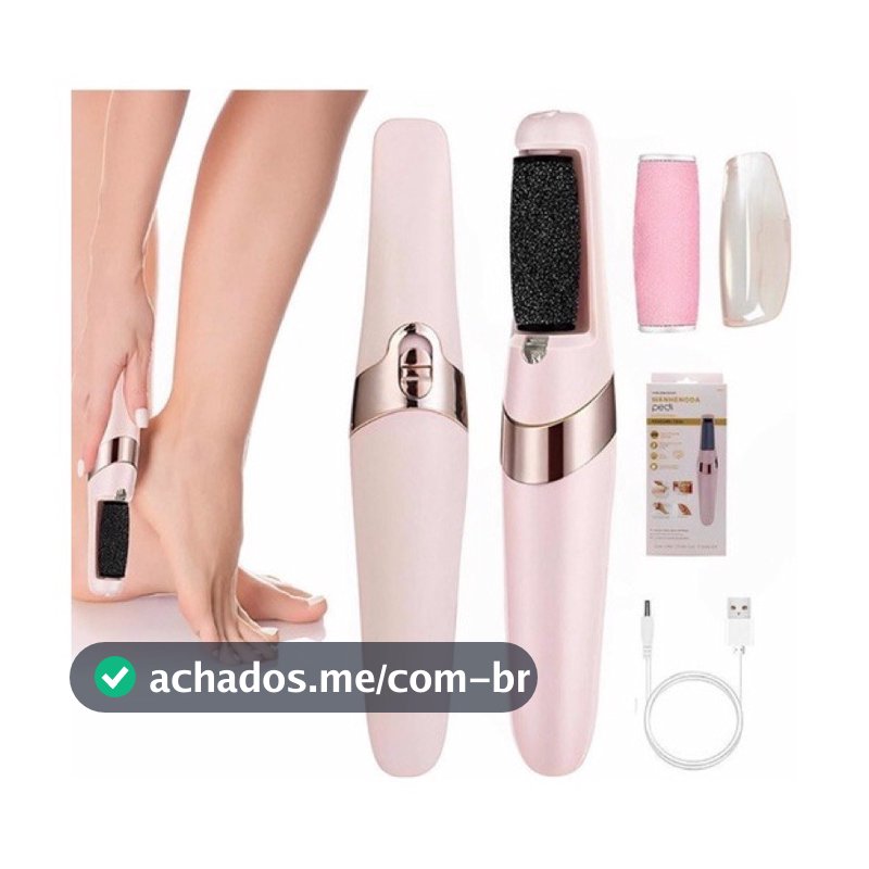 Lixador de Pé Elétrico - Esfoliador Tira Calos Pedicure Portátil Marisa Lixa Elimina Calo Portátil Usb Pilha