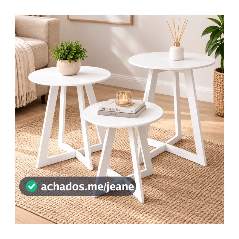 Trio Mesa Triângulo Branco MDF Desmontável Kit 3 Peças Decoração Festa Eventos Display Doces