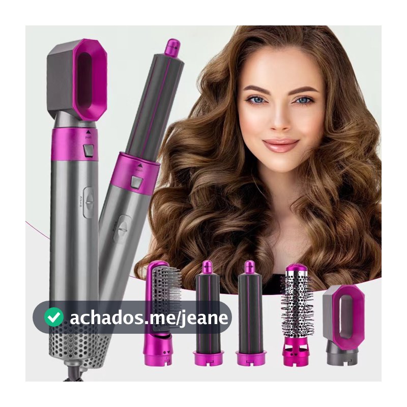 Escova Secadora Modeladora 5 em 1 Profissional Alisa Cachos Kit Completo Secador de Cabelo 220V ou 110V
