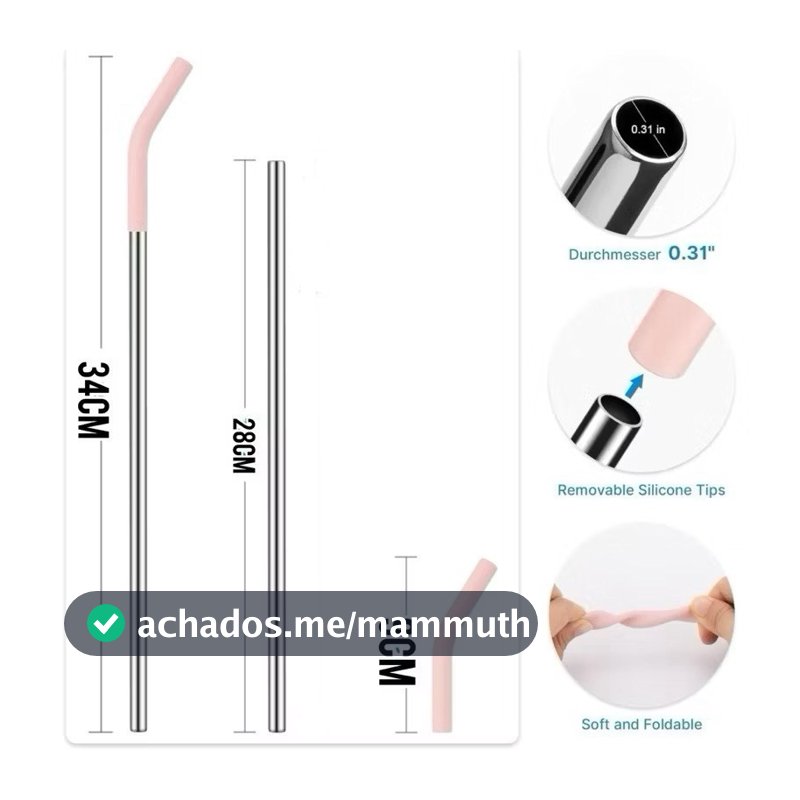 KIT1/2/3 Canudo 28cm inox  ponteira bico silicone para copo 1200ml + em 1200 todas as cores reposição