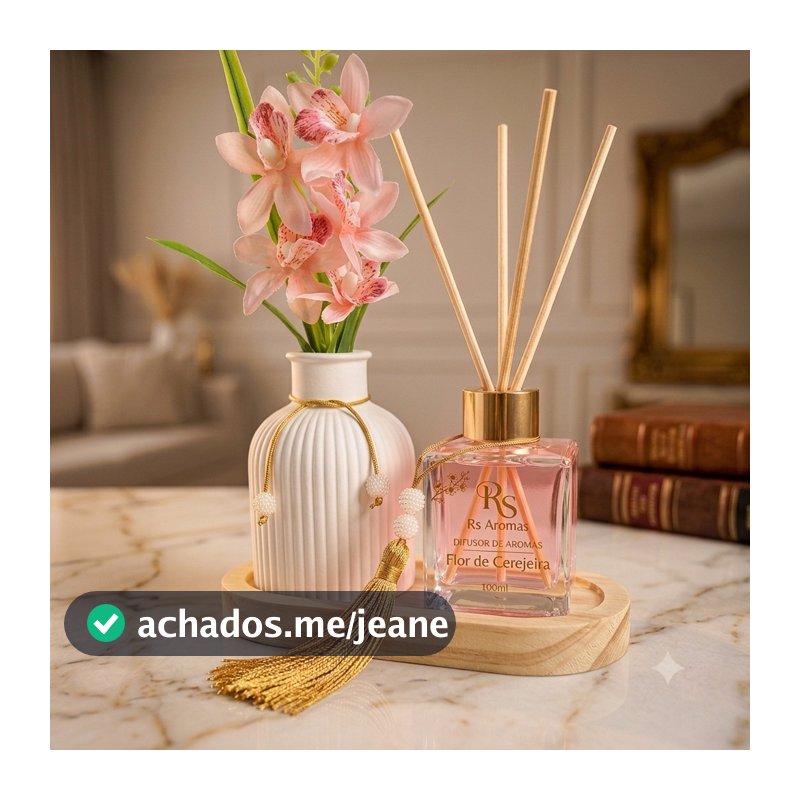 Kit Decorativo Luxo Difusor de Aromas + Vaso de Gesso com Flor Artificial Decoração Moderna