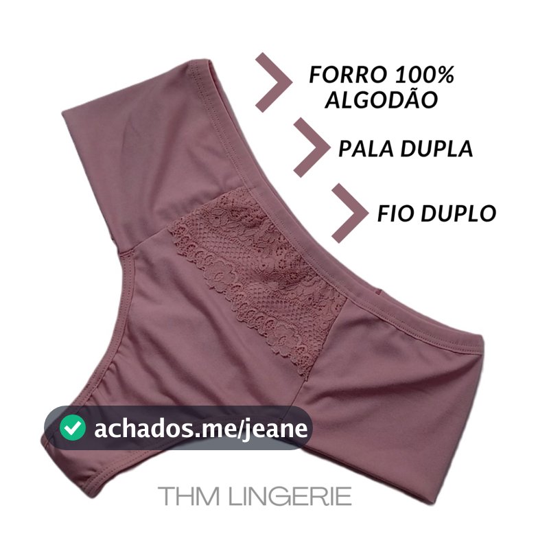 kit  3/5/10 Calcinha Tanga com Pala Lateral Dupla e Fio Duplo Cós Alto Conforto Intimo  XUXA