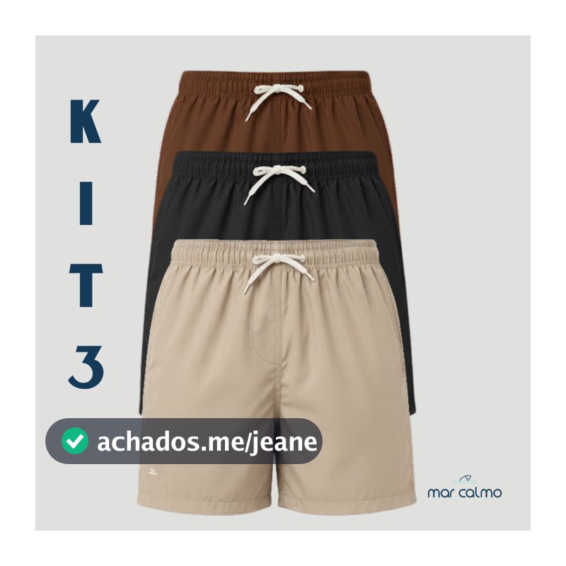 KIT 3 SHORT ELASTANO PREMIUM MASCULINO 3 BOLSOS ACADEMIA CORRIDA PRAIA PISCINA