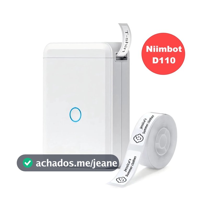 Niimbot D110 Impressora De Etiqueta Térmica Portátil Sem Fio Bluetooth + 1 Rolo Etiqueta