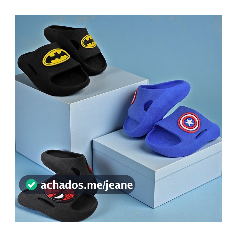 Chinelo Nuvem Slide Infantil Menino Super-Herói Leve e Macio