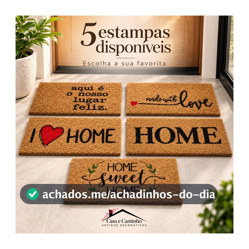 Tapete Capacho Fibra e Borracha de Coco Porta Varanda Churrasqueira Recepção
