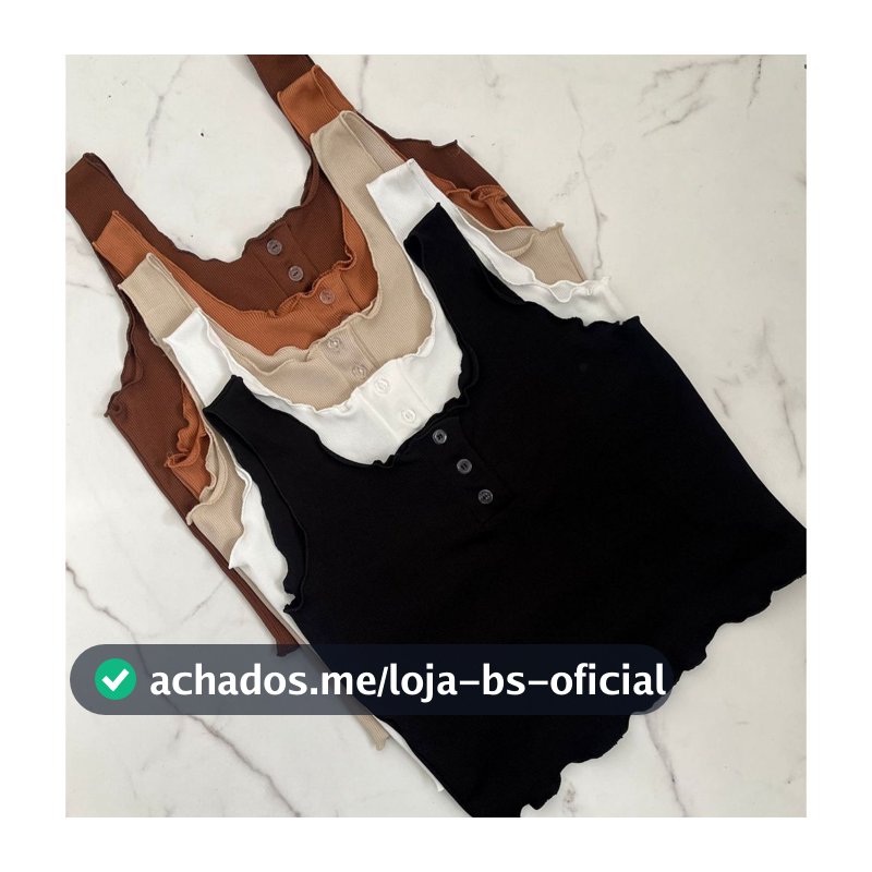 Regata Cropped Justinho Canelado Feminino Liso com Botões Perfeito Pra Qualquer Ocasião