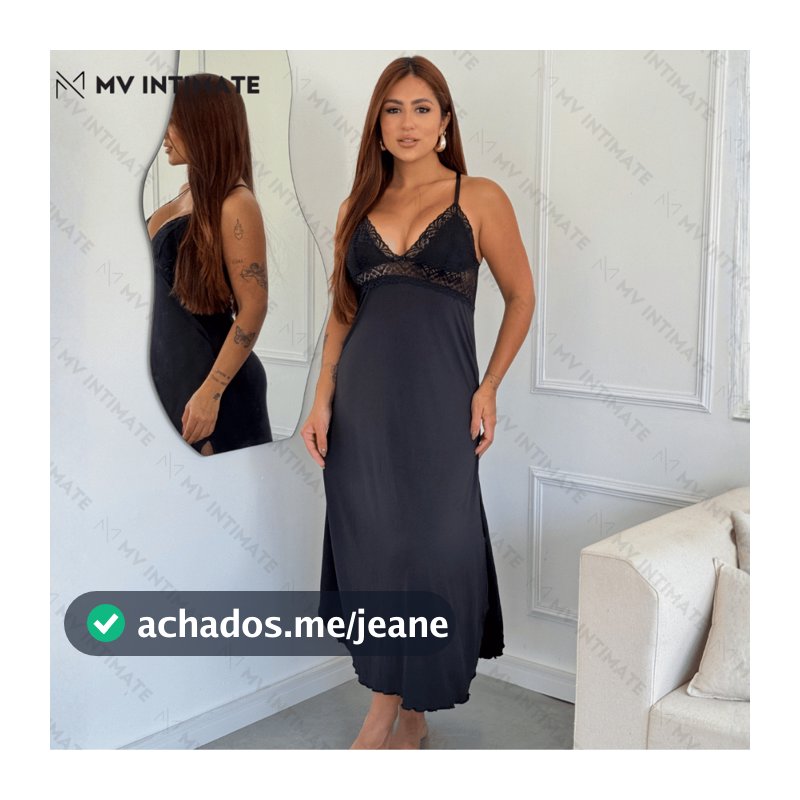 Camisola Longa Luxo com Renda em Microfibra 330