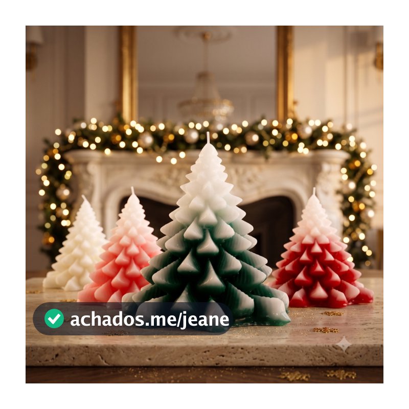 Vela decorativa natalina arvore natal elegante classica mesa jantar presente Escultural Pinheiro 3d