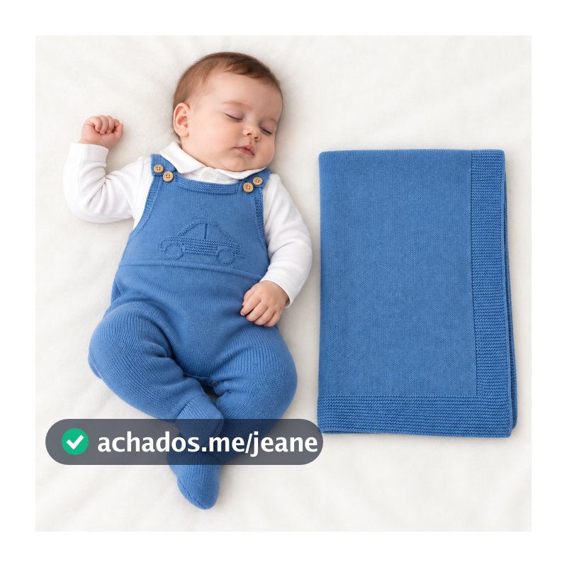 Saída Maternidade Menino Tricô Carro Anjinho Kit Bebê Conjunto