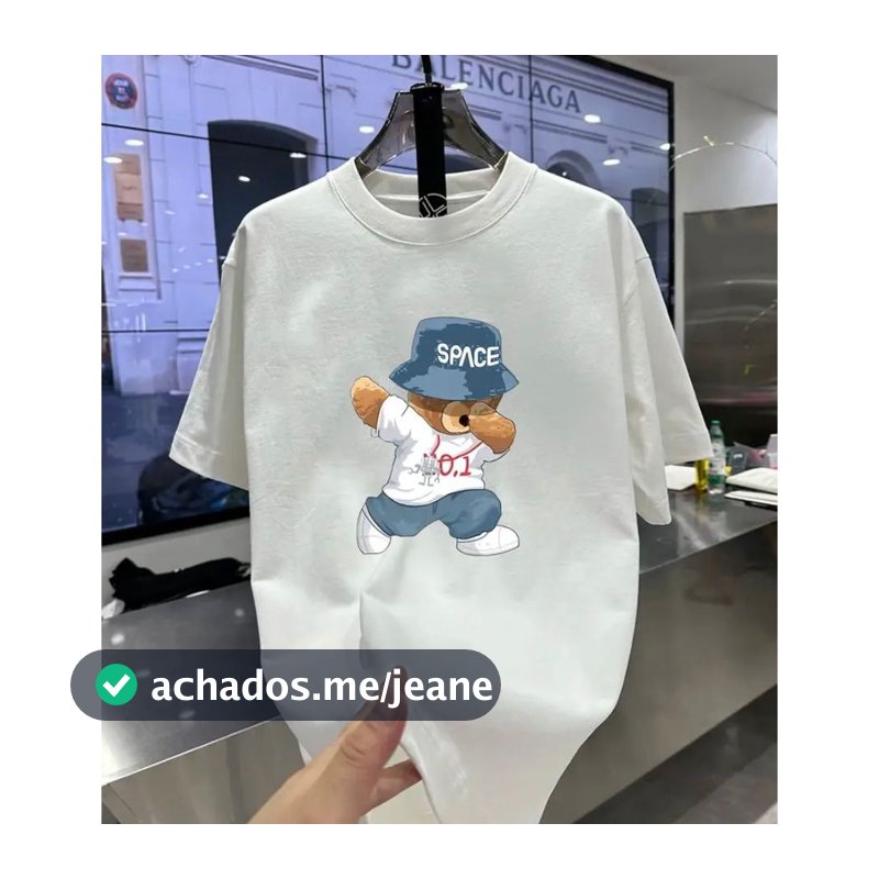 Camiseta Masculina Urso Algodão Casual Varias Cores