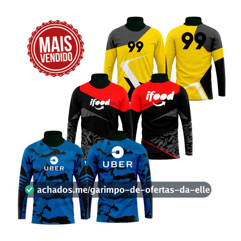 Camisa Moto Uber 99 Pop Ifood Manga Longa Sublimada Gola Alta Ideal para Motoqueiros e Motoristas de Aplicativo