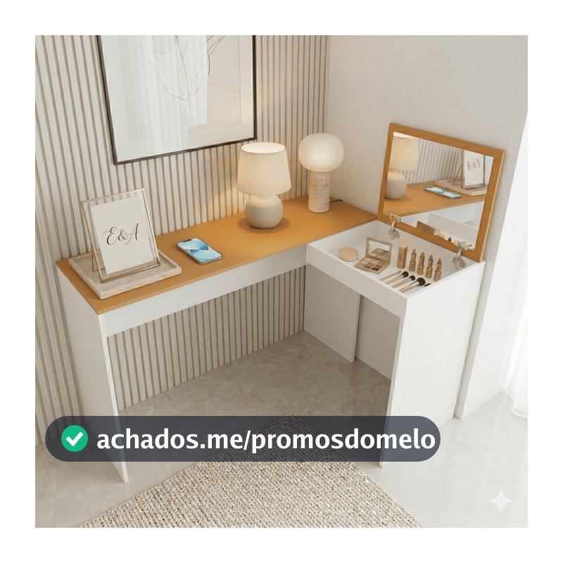 ENVIO FULL - Penteadeira Camarim Escrivaninha em L Moderna com Espelho