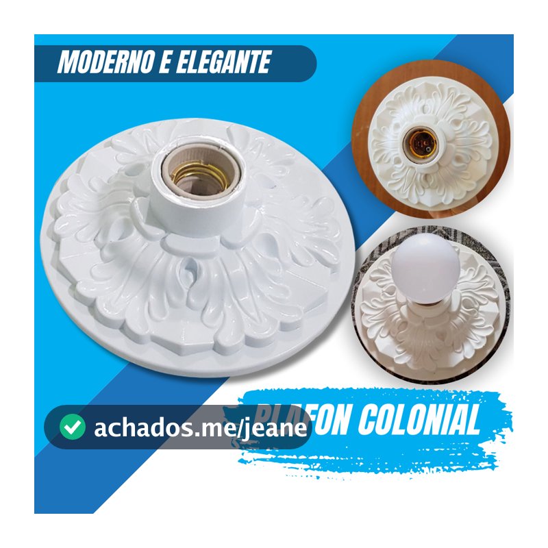 Luminária Plafonier Plafon Colonial Branco Soquete Teto Lustre Redondo Com Bocal Sobrepor Luminarias