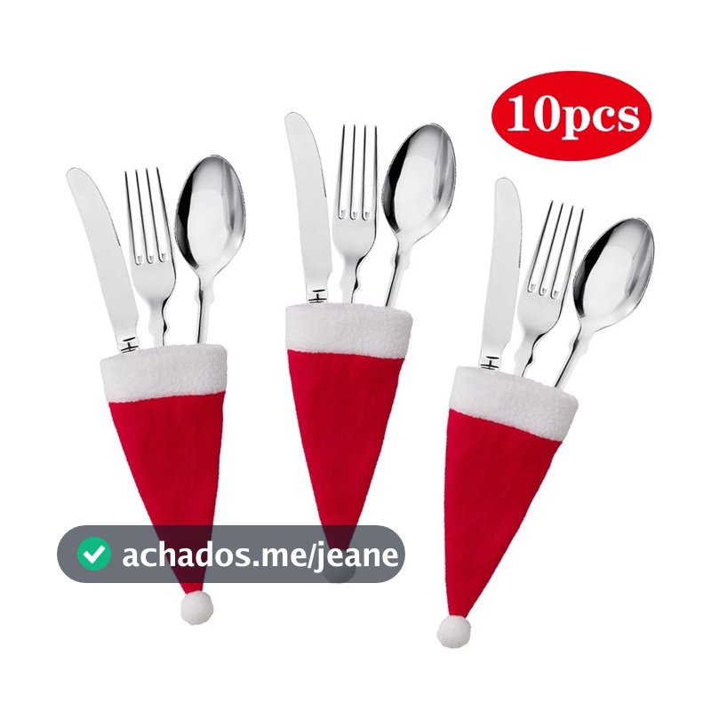 Saco de talheres com 10 peças de decoração de Natal