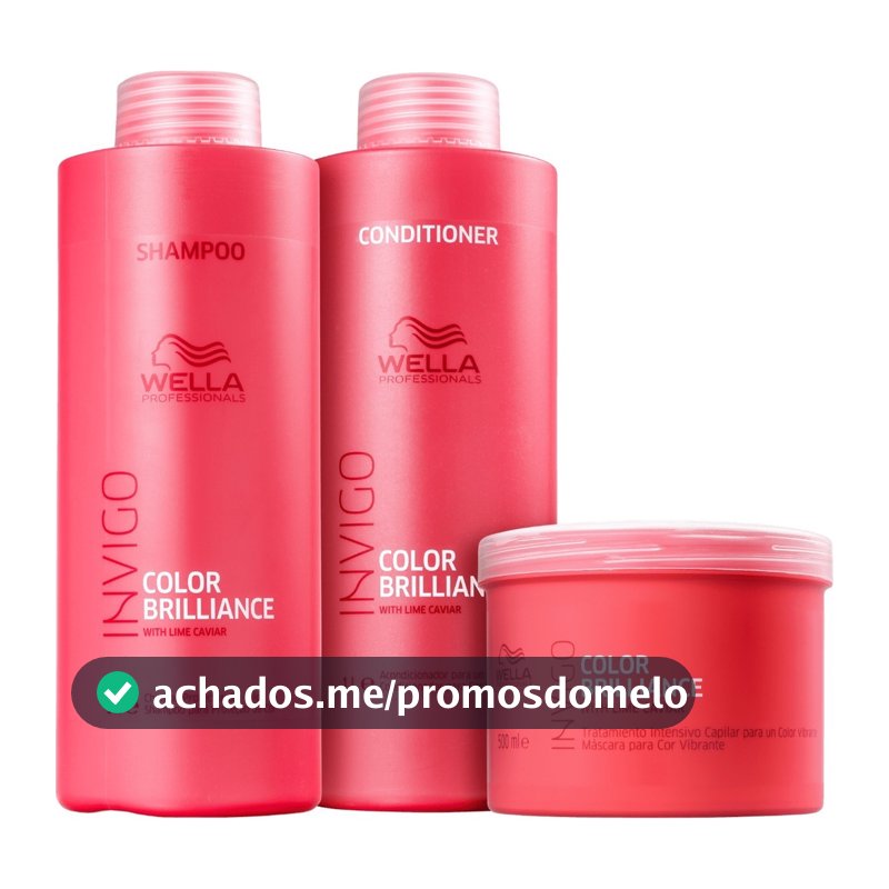 Kit Wella Color Brilliance Shampoo 1l + Cond 1l + Masc 500ml