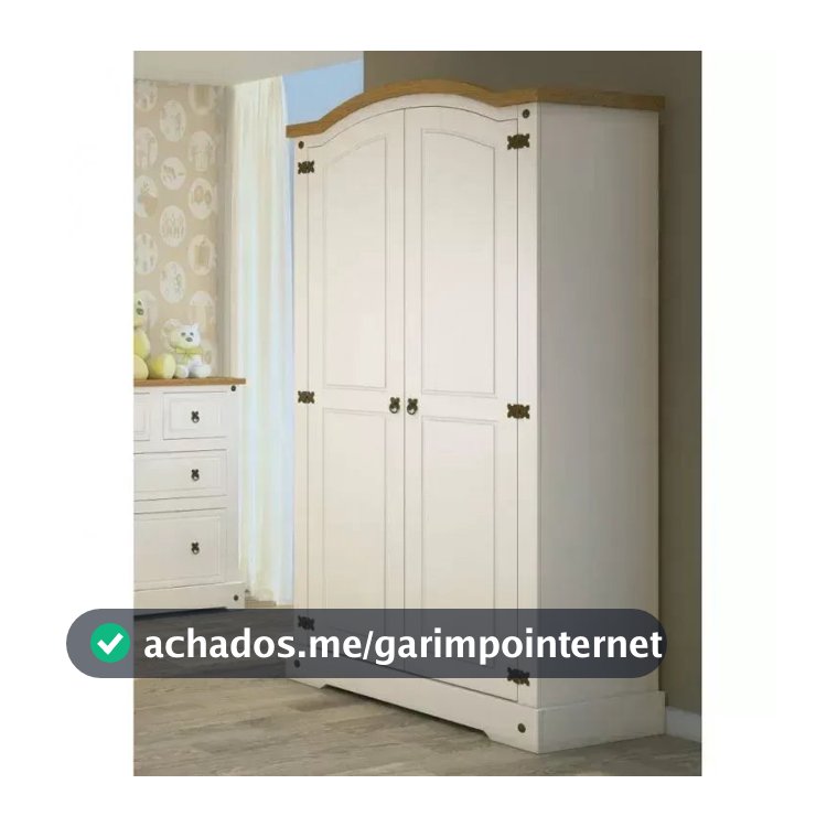 Guarda-Roupa Infantil 2 Portas Smile Yescasa Branco/Creme/Carvalho