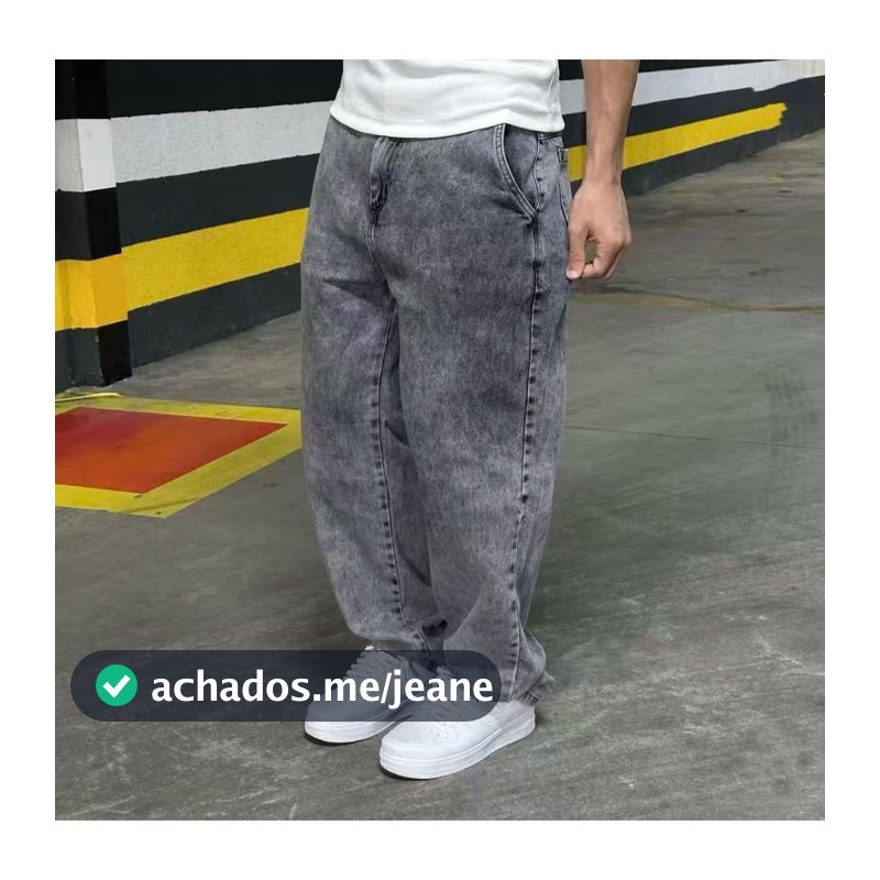 Calça Balão Jeans Baggy Streetwear Calca Masculina Balao Estornada Grafite Bag Boca Larga Reta Retrô