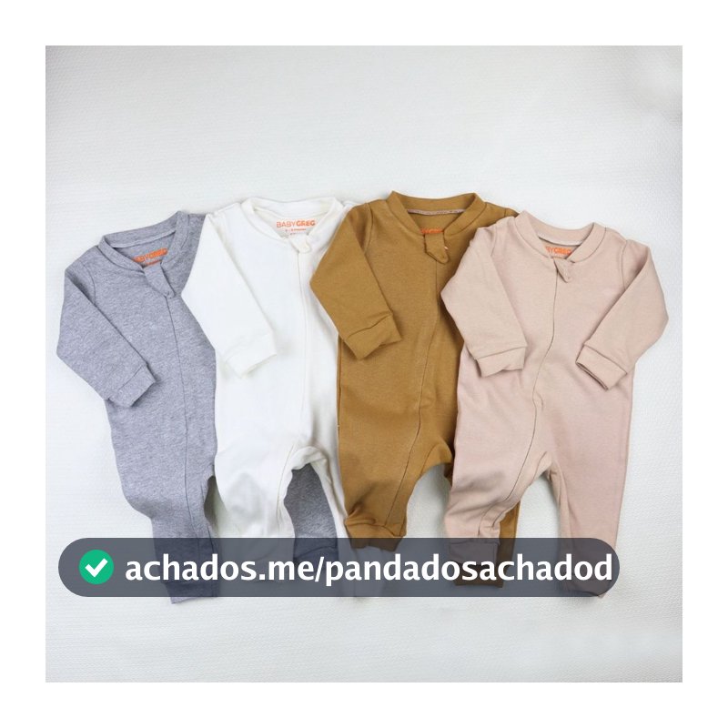 Kit 3 Macacão de Bebe Minimalista com Ziper Baby Greg - (0 a 9 meses) (RN/P/M/G)