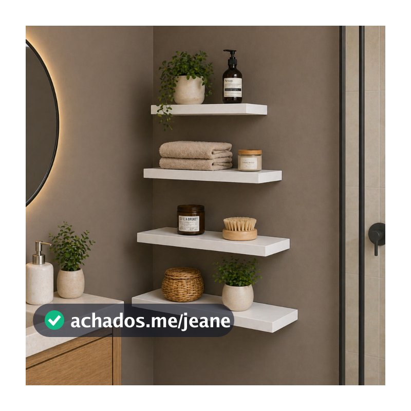 Kit 4 Prateleiras Brancas Multiuso - Ideal Para Quarto, Banheiro, Sala, Escritório Casa Bella