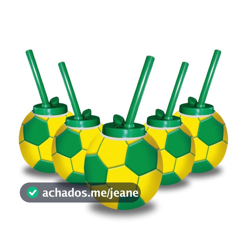 KIT COPOS FORMATO BOLA DE FUTEBOL BRASIL VERDE E AMARELO LEMBRANCINHA COPA DO MUNDO ANIVERSÁRIO FESTAS DECORATIVO