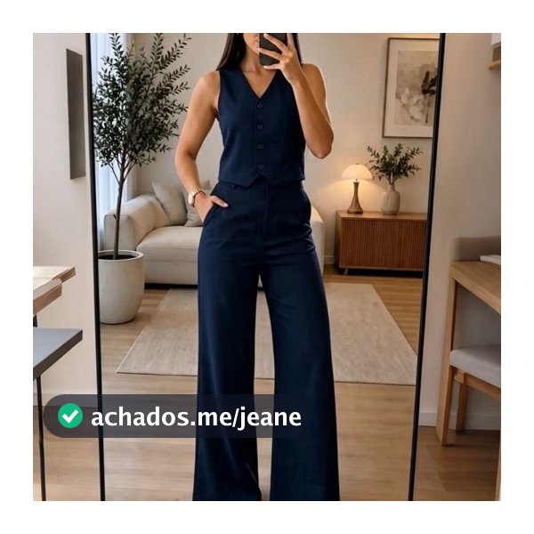 Conjunto Feminino  Alfaiataria Elegante Social Casual do P ao G Calça Pantalona Colete Moderno Conjunto-plus.