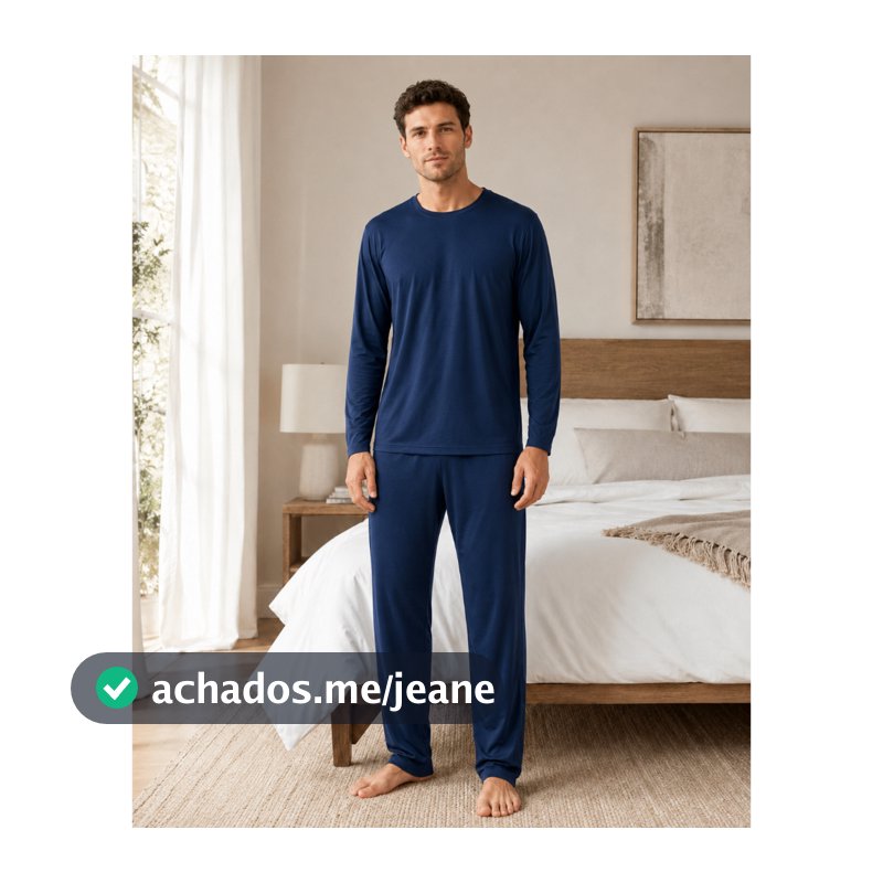 Pijama Masculino De Inverno Longo Para Dormir Malha Macia Conjunto Premium Confortável P ao G3
