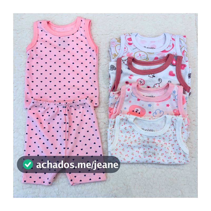 Kit 6 Peças Regata com Short Menino Menina Verão Canelado Fresquinho